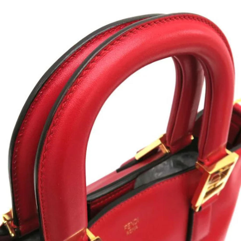 Fendi Vitello Glacier FF Tote Rosso Cardinale leather Red - Picture 3 of 9